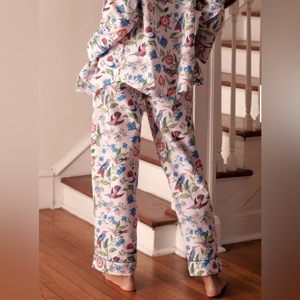 Anthropologie | Printfresh Size Large Hummingbird Haven Pajama Pants w/ Pockets - Picture 2 of 12
